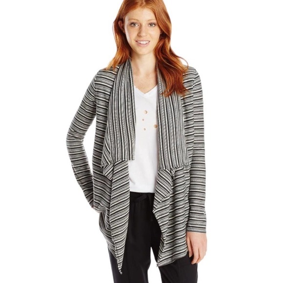O'Neill *NWOT* Black & White Striped Open Cascade Cardigan Long Sleeve XL - Picture 1 of 8